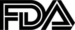 Black FDA logo with bold, stylized letters on a white background.